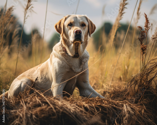 Golden Labrador in a field