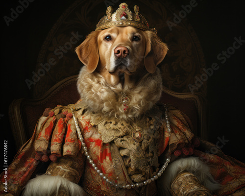 Regal Golden Labrador in Victorian Costume