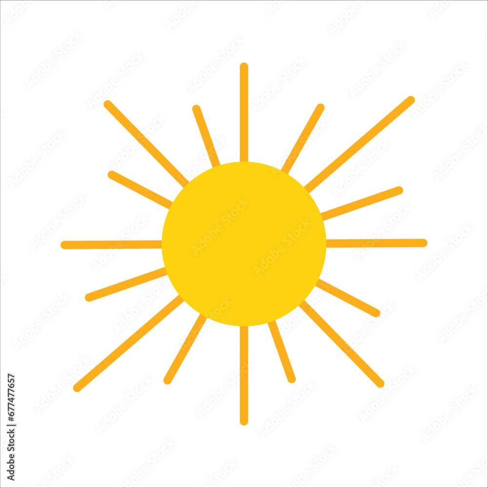 Sun with rays line icon design. Vector illustration Sun with rays line icon design. Vector illustration