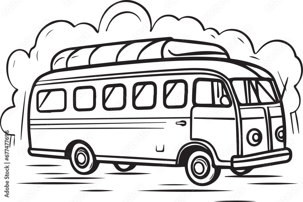Bus line art coloring page design Stock Vector | Adobe Stock