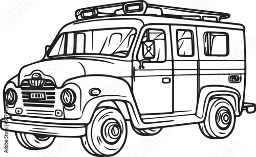 Jeep Car line art coloring page design