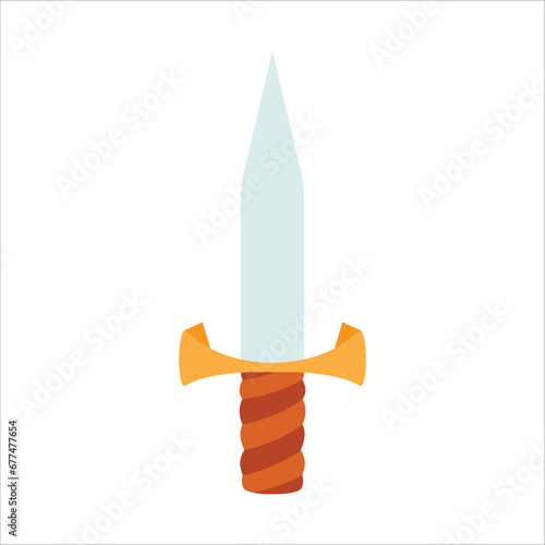 Sword icon with long shadow on white background