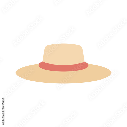 Beach Hat Flat Style Icon Design Vector