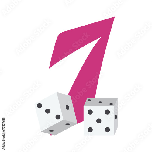 Dice sides or dice faces icon set in flat style design with shadow effect, isolated on background. Six sided dice. EPS 10 vector illustration.