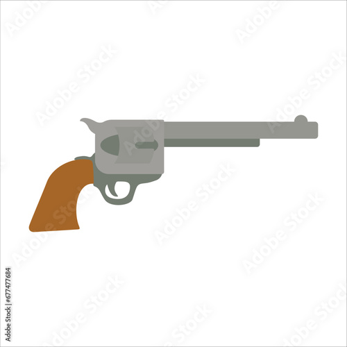 picture of a revolver, flat style illustration