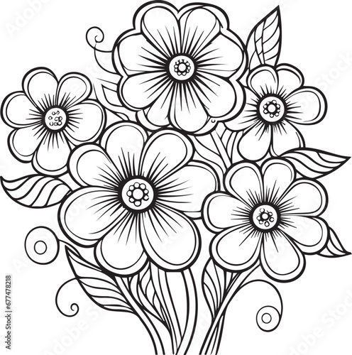 Beautiful Flower Bouquets  lineart  coloring page   sketch  vector  