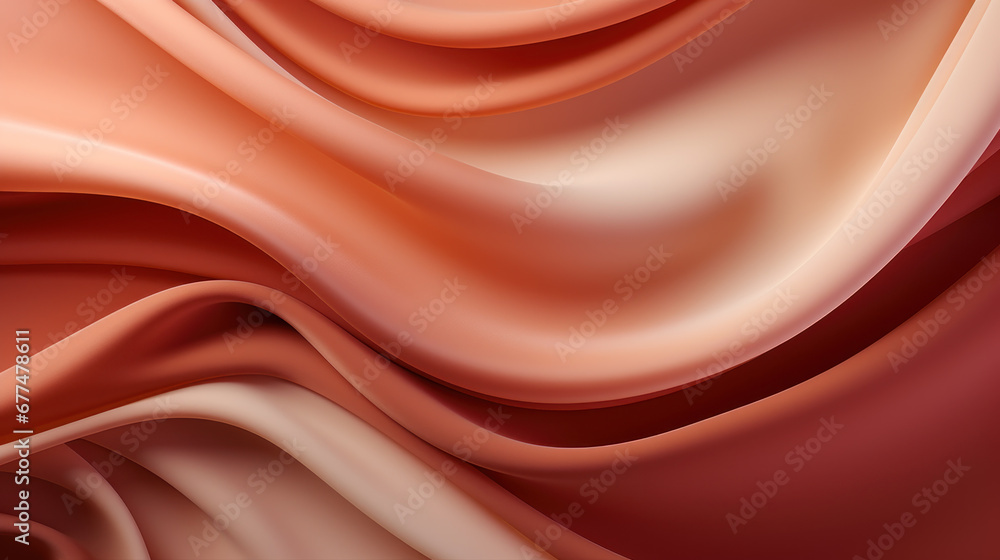 Obraz premium Abstract Beige silk luxury cloth. Liquid wavy or wavy folds of grunge silk texture satin velvet material. Creases of satin, silk, cloth luxurious background or elegant wallpaper. Generative AI