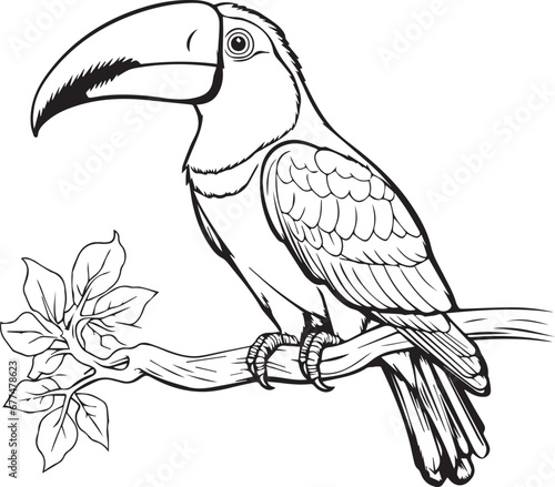 Cute Bird line art coloring page design