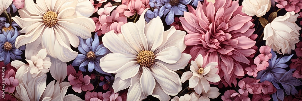 Floral Summer Seamless Pattern Nature Illustration , Banner Image For Website, Background Pattern Seamless, Desktop Wallpaper