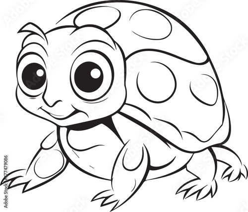 Cute Line art Tortoise coloring page design