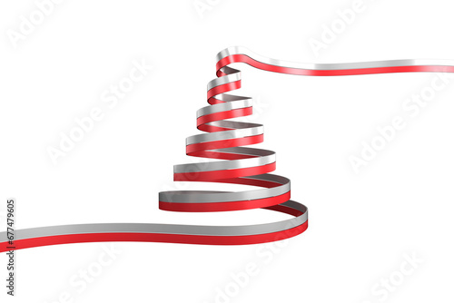 Digital png illustration of red and white christmas tree on transparent background