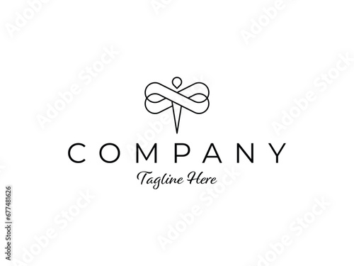 minimalist dragonfly line logo design