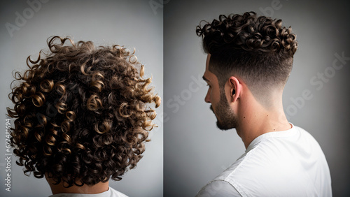 Man with curly hair before and after © micky22