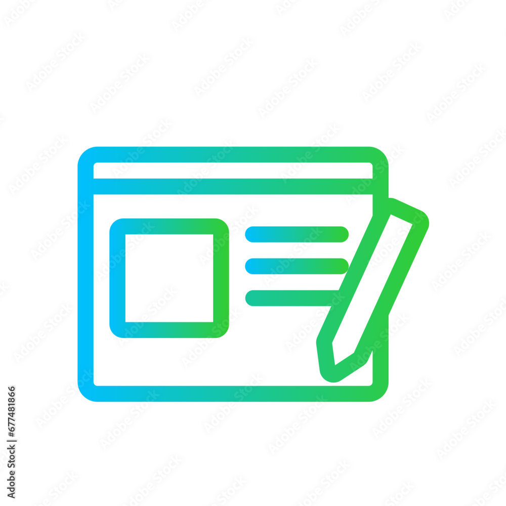 Blog digital marketing icon with blue and green gradient outline style. blog, internet, online, social, web, blogging, business. Vector Illustration Blog digital marketing icon with blue and green gradient outline style. blog, internet, online, social, web, blogging, business. Vector Illustration