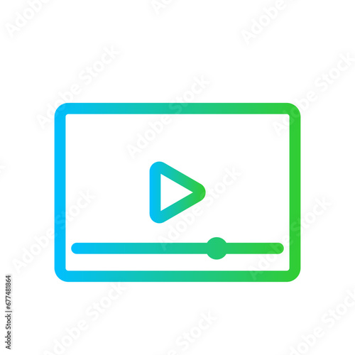 Video ads digital marketing icon with blue and green gradient outline style. video, marketing, business, advertising, digital, media, concept. Vector Illustration