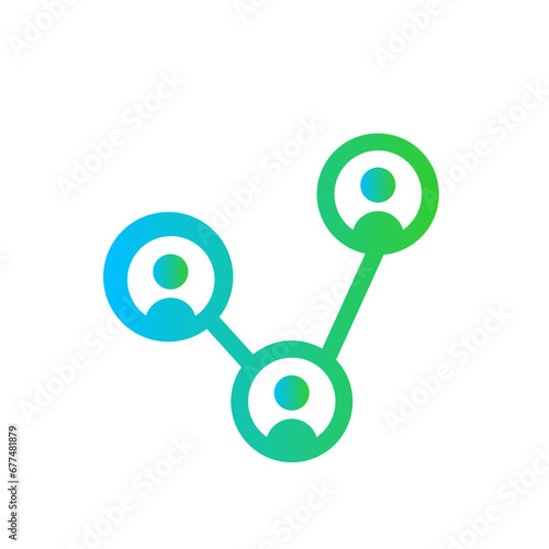Connection digital marketing icon with blue and green gradient outline style. connect, technology, network, digital, internet, abstract, communication. Vector Illustration