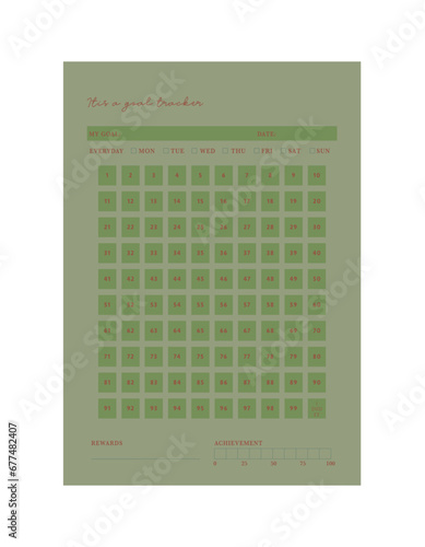 100 days challenge goal tracker planner. (Fashion)