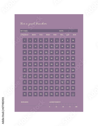 100 days challenge goal tracker planner. (Fashion)