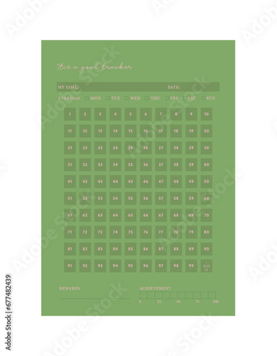 100 days challenge goal tracker planner. (Fashion)