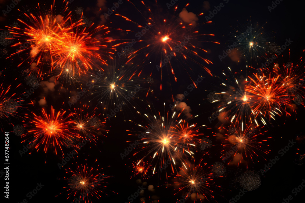 Fireworks on a dark background, showcasing spectacular backdrops.