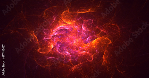 3D manual rendering abstract multicolor supernova fractal light background