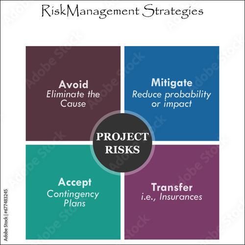Risk Management Strategies - Avoid, Mitigate, Transfer, Accept. Matrix Infographic template