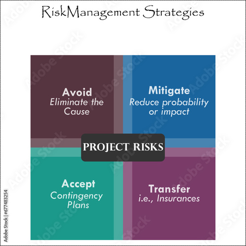 Risk Management Strategies - Avoid, Mitigate, Transfer, Accept. Matrix Infographic template
