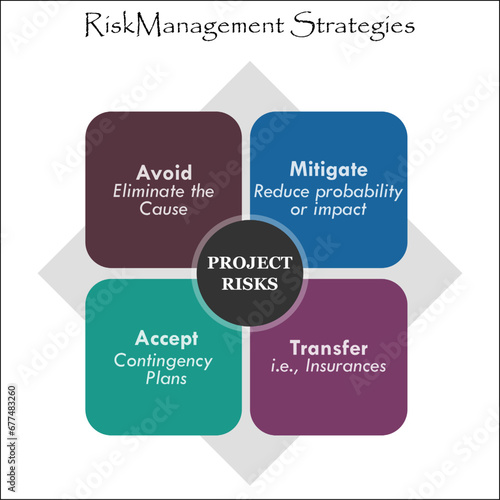 Risk Management Strategies - Avoid, Mitigate, Transfer, Accept. Matrix Infographic template