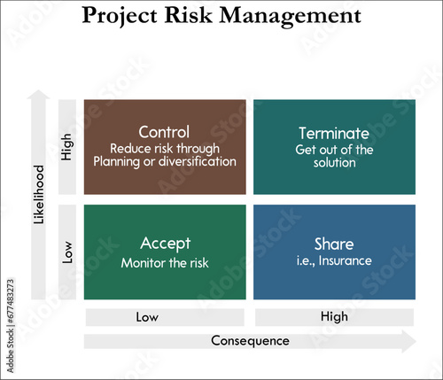 Project Risk Management - Control, Terminate, Share, Accept. Infographic template