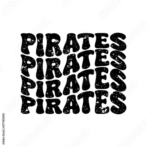 Pirates Distressed Vector Design on White Background