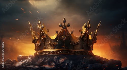 Beautiful king crown. Fantasy medieval period. Generative AI photo
