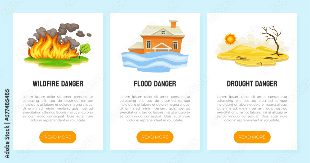 Fototapeta premium Cataclysm and Natural Disaster Web Banner Design Vector Template