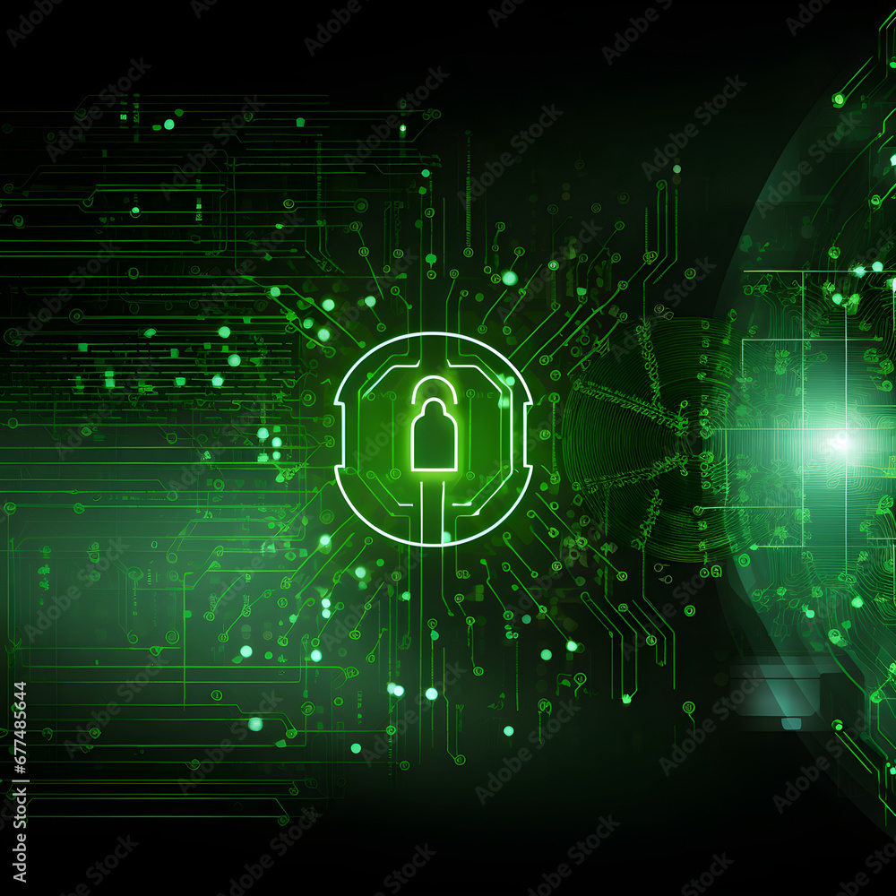 Obraz premium key shaped green abstract background Internet security concept