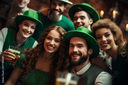 The company of young people celebrate St. Patrick's Day. generative AI