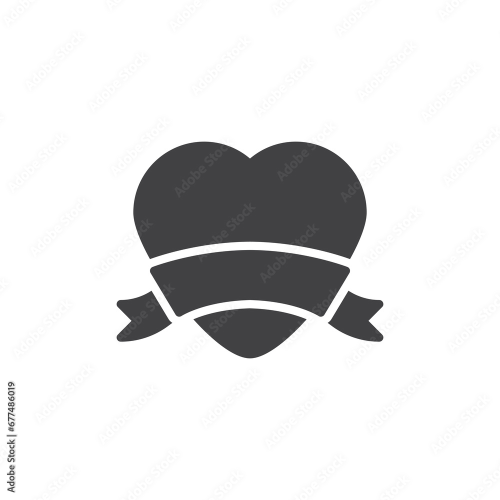 Fototapeta premium Heart with ribbon vector icon