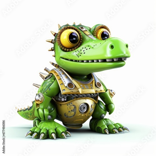 Cute crocodile robot, funny robotic animal isolated over white background. Generative AI © Crafters Art