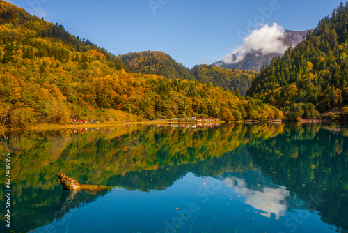 Jiuzhaigou and Five Flower Lake   Unesco national park during autumn in Ngawa Tibetan and Qiang in Sichuan   China   17 October 2023