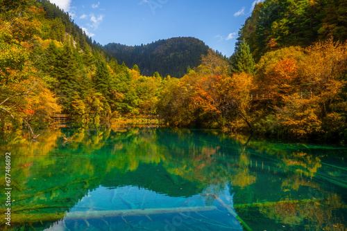 Jiuzhaigou   Unesco nature reserve and national park during autumn in Ngawa Tibetan and Qiang in Sichuan   China   17 October 2023