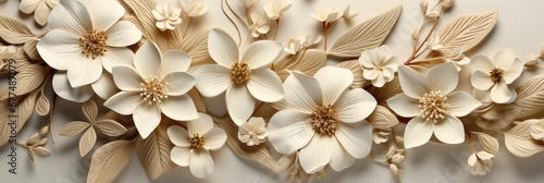 Creamy Seamless Pattern Floral Leaves   Banner Image For Website  Background Pattern Seamless  Desktop Wallpaper