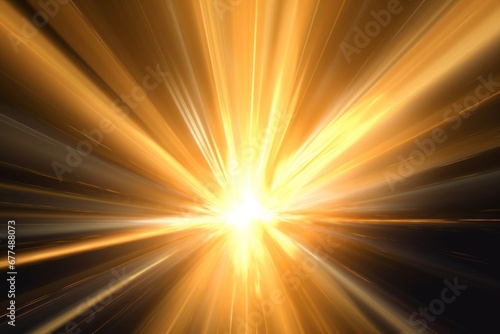 Gold light rays effect background, Generative AI
