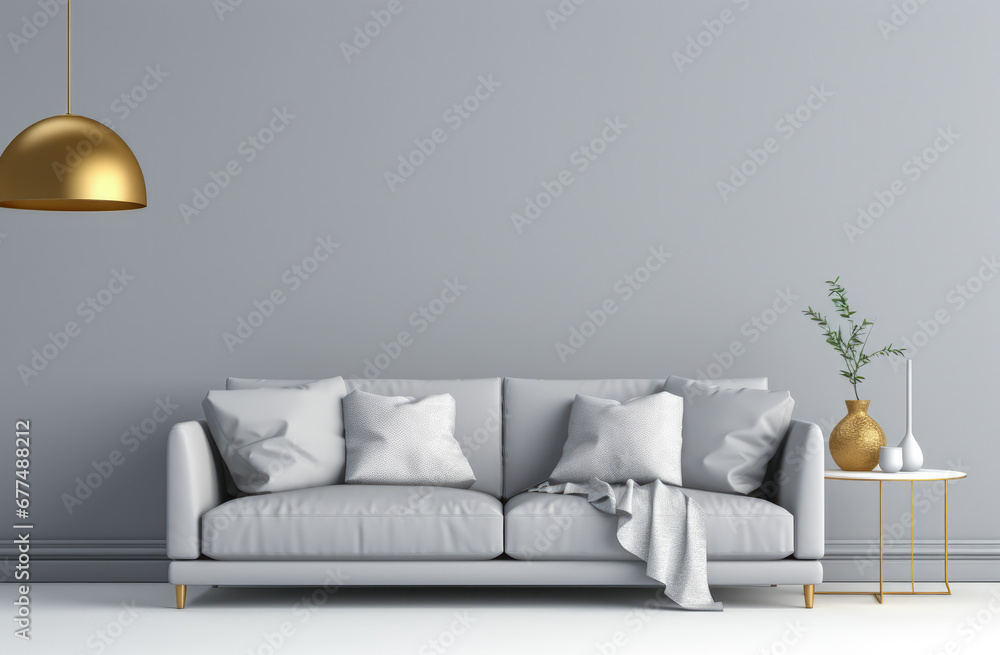 Chic Minimalist Living Room with a modern sofa and little decor. Chic Minimalist Living Room with a modern sofa and little decor.