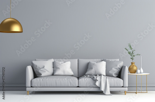 Chic Minimalist Living Room with a modern sofa and little decor.