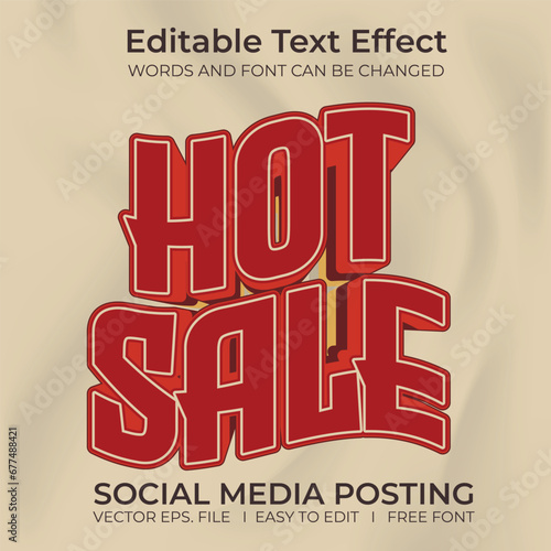 Hot sale 3D editable text effect, sale banner, text for business promotion.