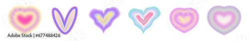 Blur Heart set tunnel gradient y2k. Aesthetic gradient with heart shape for valentines day. Vector illustration