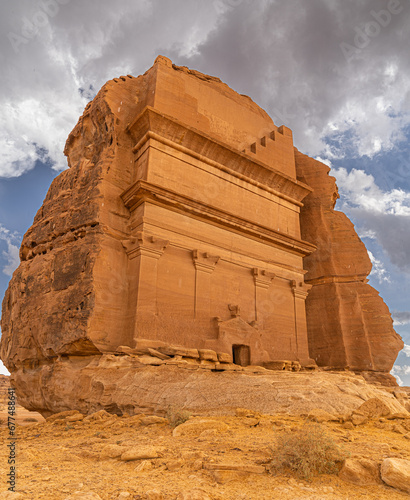Hegra Heritage Site  AlUla  Saudi Arabia.  Qsar Al Farid  Tumb  the most famous tomb of the  Madain Saleh  site  in AlUla  Saudi Arabia. 