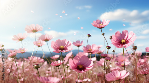 pink cosmos flowers HD 8K wallpaper Stock Photographic Image