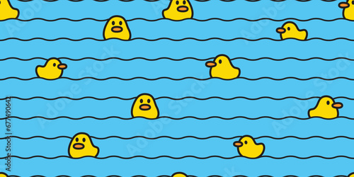 duck seamless pattern swimming wave rubber duck chicken bird cartoon vector pet wrapping paper scarf isolated doodle animal farm tile wallpaper repeat background illustration desig