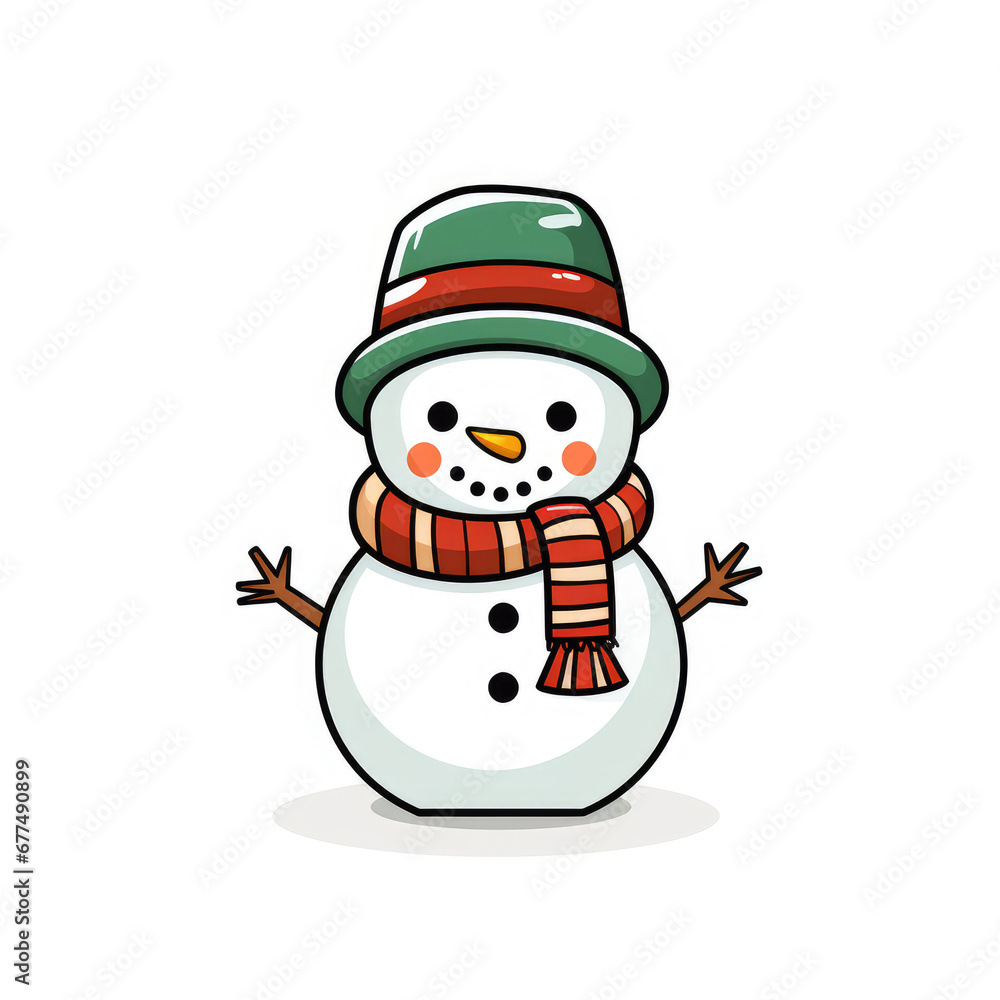 snowman with hat on white background