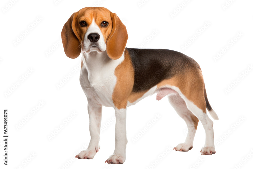 A  beagle dog isolated on transparent background.