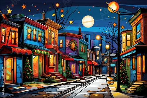 Christmas Lights: Festive holiday lights, decorations, and displays in towns and neighborhoods. - Generative AI © Sidewaypics